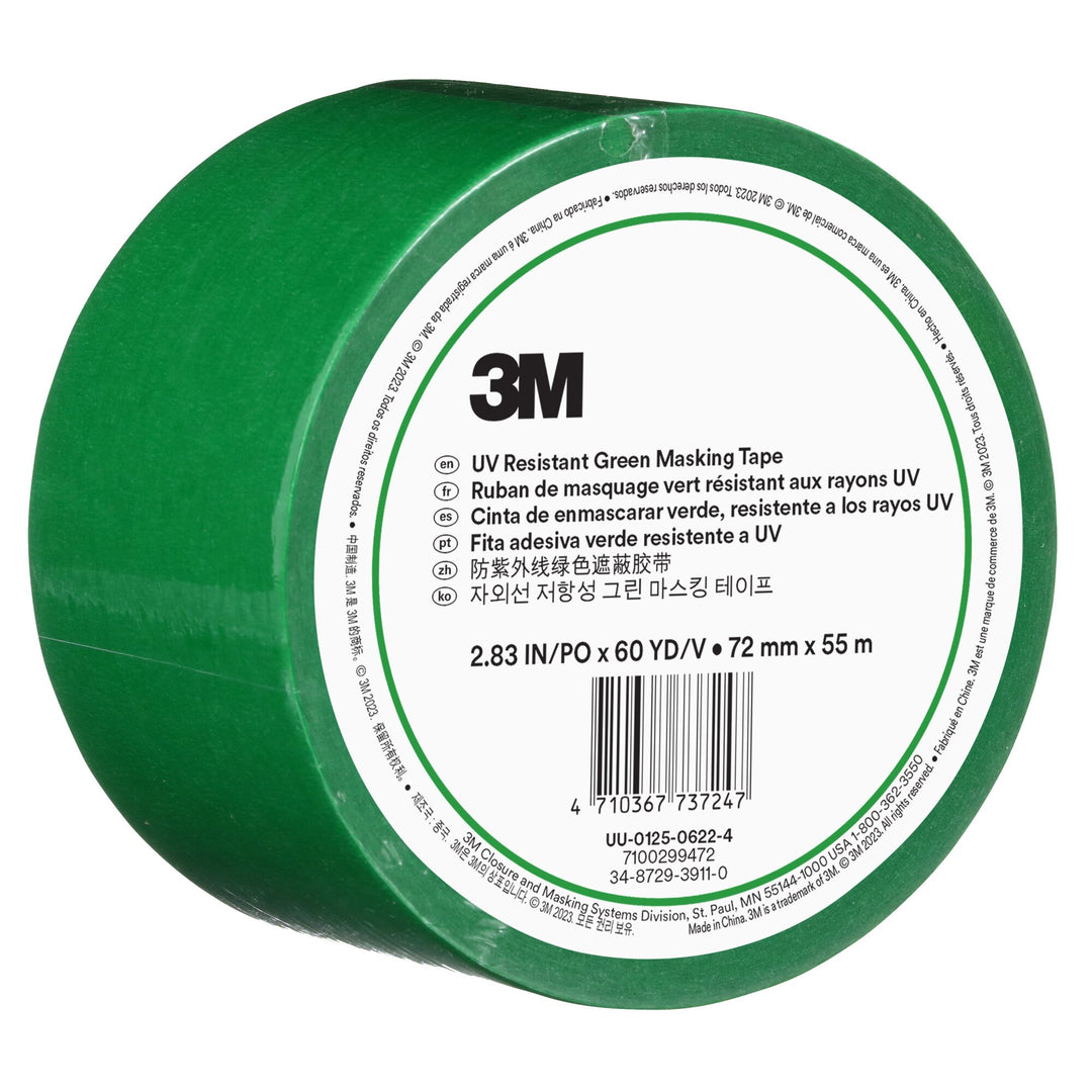 3M UV Resistant Green Masking Tape, 72 mm x 55 m