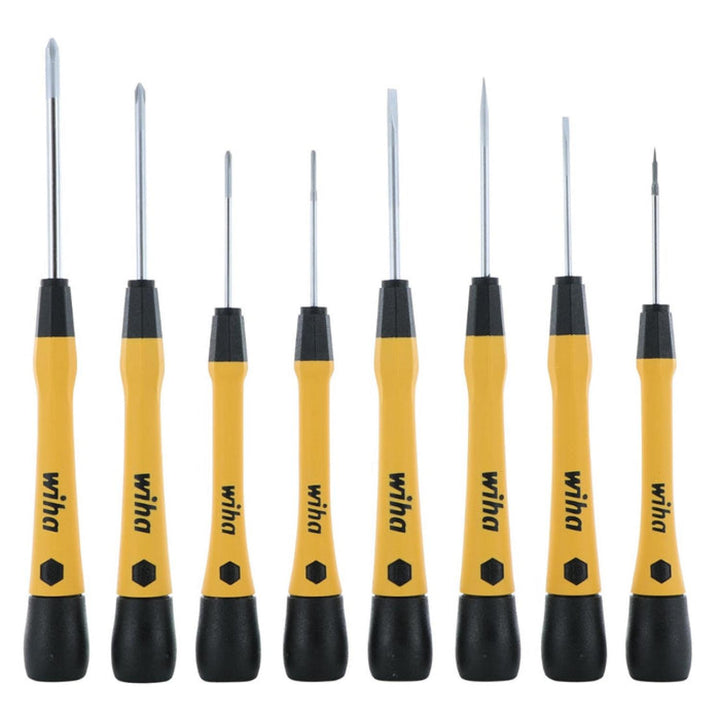 Wiha Tools 27396 8 Piece ESD Safe Slotted and Phillips Screwdriver Set with Canvas Roll Pouch