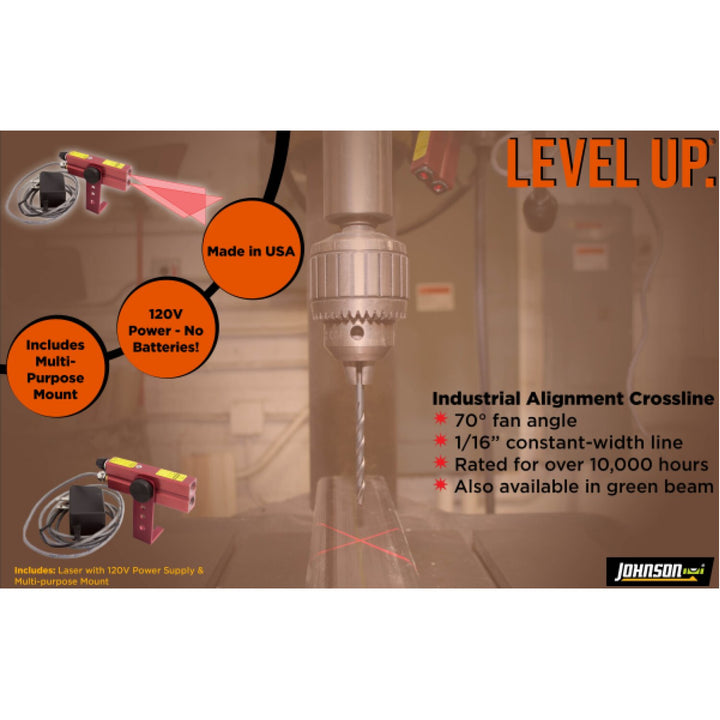 Johnson 40-6230 Industrial Alignment Cross-Line Laser Level 110V AC
