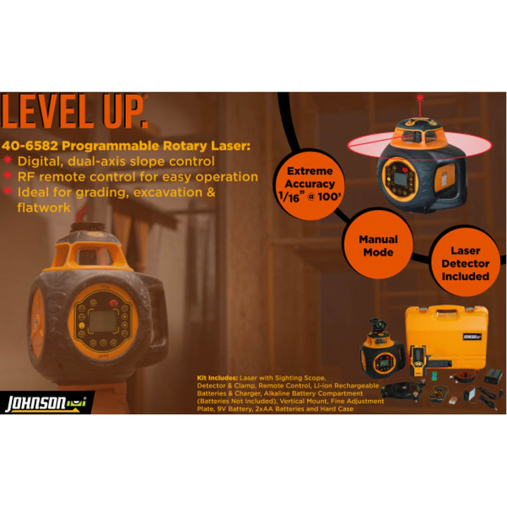 Johnson 40-6582 Electronic Self-Leveling Digital Dual Grade Horizontal & Vertical Rotary Laser Kit