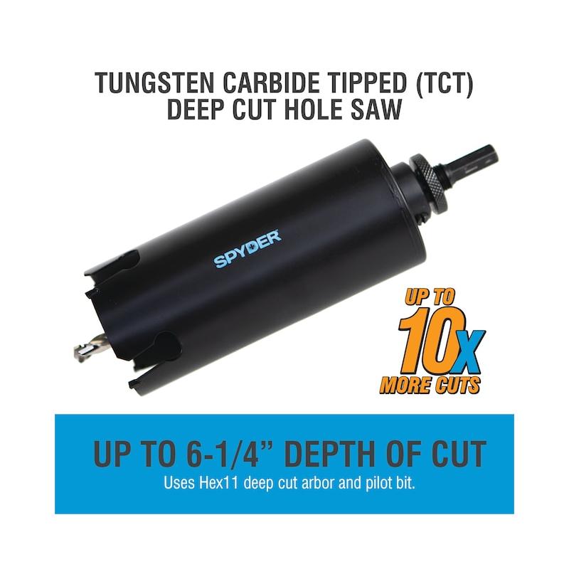 Spyder 600835 6.5Inch Deep Cut TCT, Hole Saw, 4-3/8 Inch  Carbide Tipped