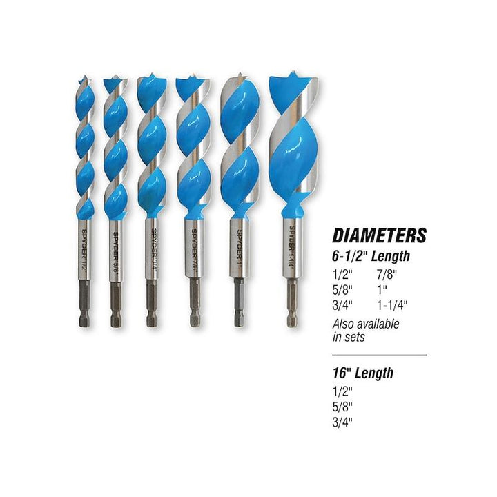 Spyder 15003 Stinger Woodboring Power Spade Drill Bit Set 6-Piece x 6-1/2-in