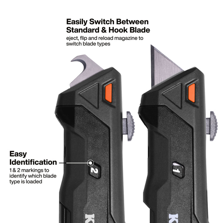 Klein Tools 44308 Auto-Loading Retractable Utility Knife with Dual-Sided Blade Magazine