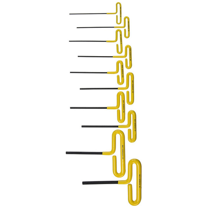 Bondhus 46538 Set 10 Loop Hex T-Handles Cushion Grip 9 Inch Length 3/32-3/8 Inch