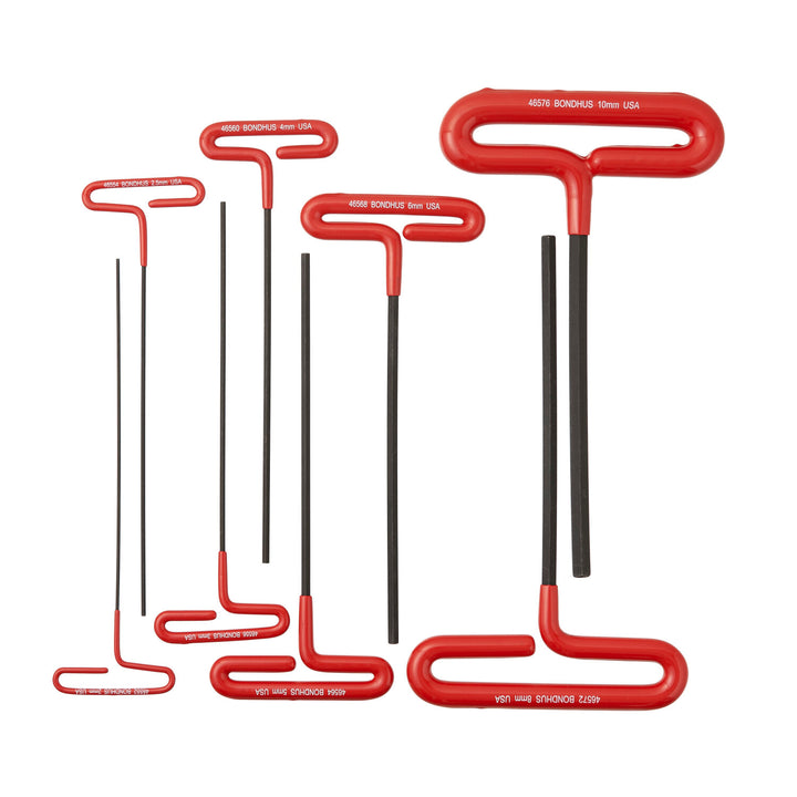Bondhus 46587 Set 10 Loop Hex T-Handles Cushion Grip 9 Inch Length 2-10mm