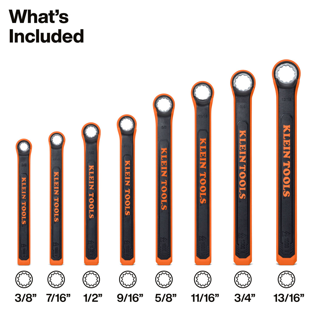 Klein Tools 47140INS Insulated Box End Wrench Set, 8-Piece