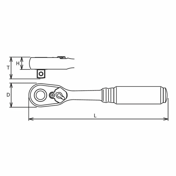 Ko-ken 4725ZB 1/2 Sq. Dr. Ratchet Handle 72 teeth Length 253mm Quick Release Z-series