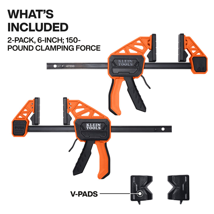 Klein Tools 47550 Speed-Klamp 6-Inch, 150-Pound, 2-Pack