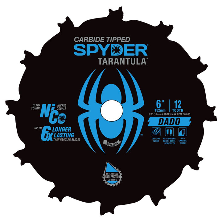 Spyder 13023 Ultra Fine 6-in 12 -Tooth Fine Finish Tungsten carbide-tipped steel Dado Miter/Table saw blade Individual