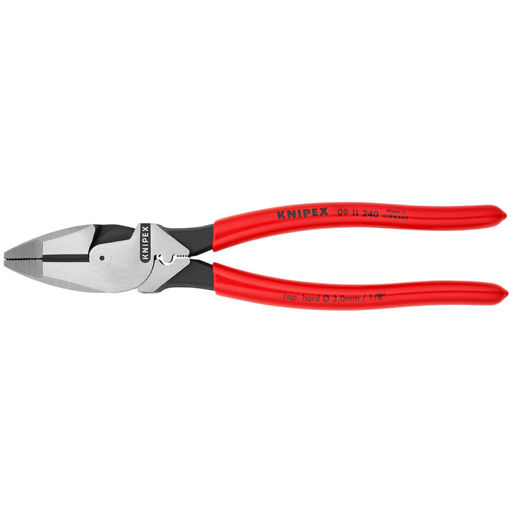 Knipex 09 11 240 SBA 9 1/2" High Leverage Lineman's Pliers New England with Fish Tape Puller & Crimper