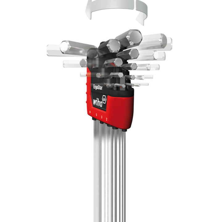 Wiha Tools 66996 ErgoStar Ball End Hex Metric L-Keys, 9 Pc. Set