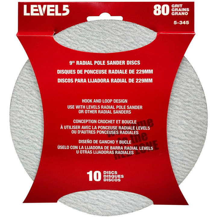 Level5 5-345 80 Grit 9 Inch Radial Sander Disc - 10 Pack