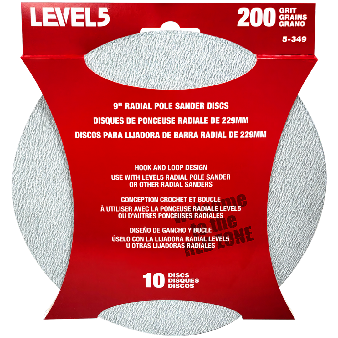 Level5 5-349 200 Grit 9" Radial Sander Disc - 10 Pack