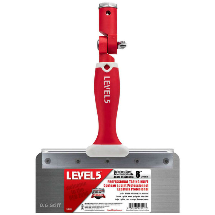 Level5 5-380 8" Stainless Steel 0.6mm Stiff Blade Offset Taping Knife