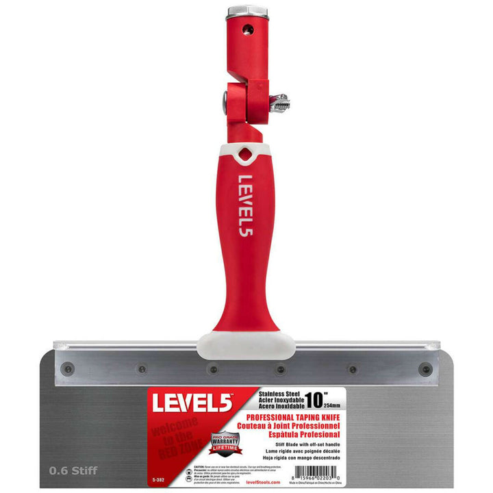 Level5 5-382 10" Stainless Steel 0.6mm Stiff Blade Offset Taping Knife