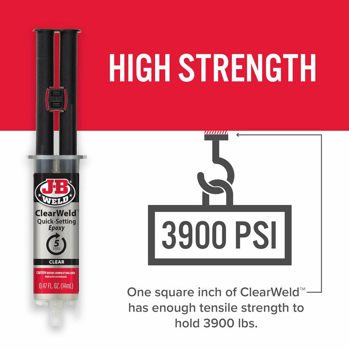 J-B Weld 50114H ClearWeld Epoxy Syringe, 14 mL