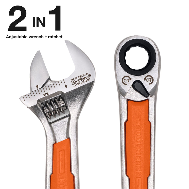 Klein Tools 5076RT KNECT 6-Inch Adjustable Wrench with Pass-Through Ratchet