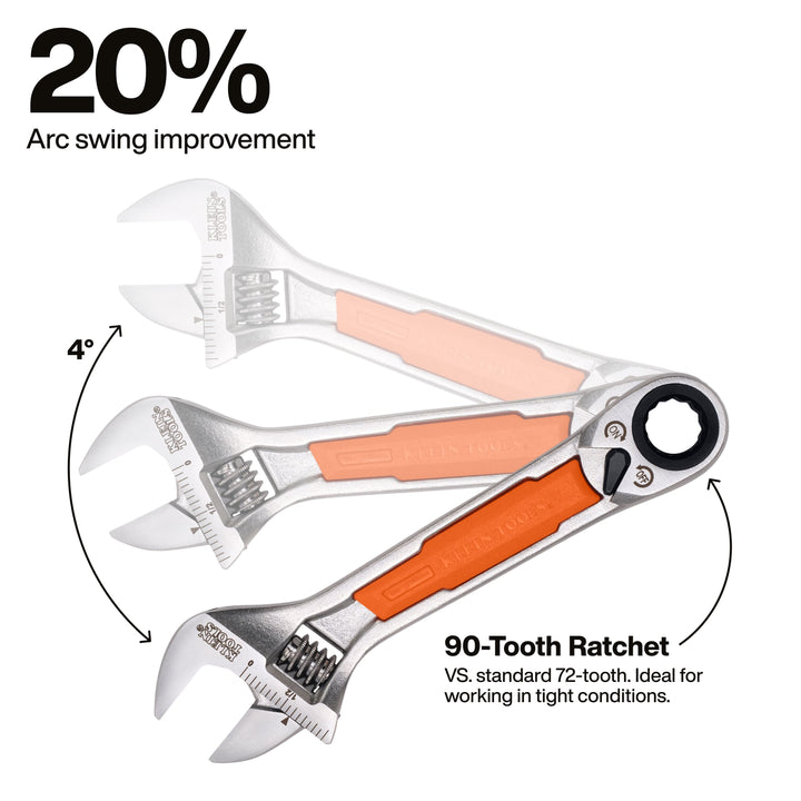 Klein Tools 5076RT KNECT 6-Inch Adjustable Wrench with Pass-Through Ratchet