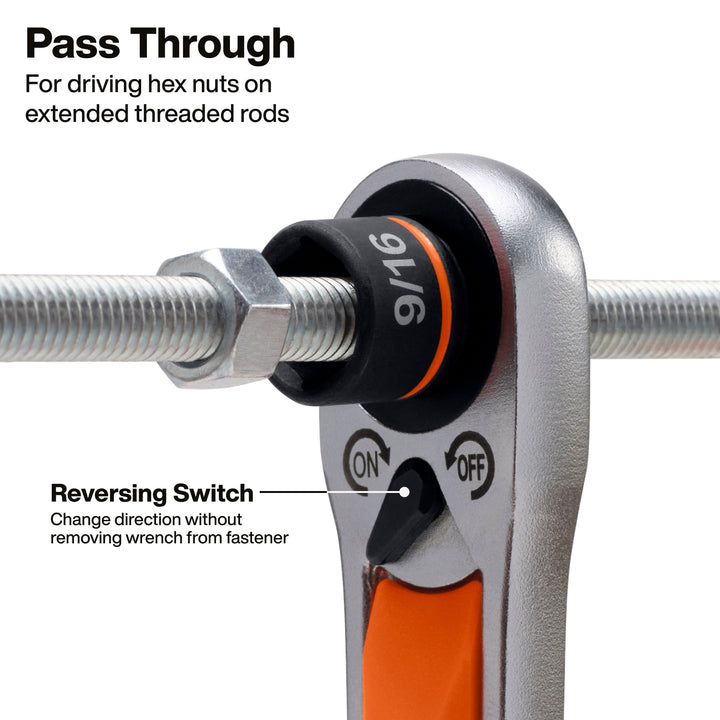 Klein Tools 5076RT KNECT 6-Inch Adjustable Wrench with Pass-Through Ratchet