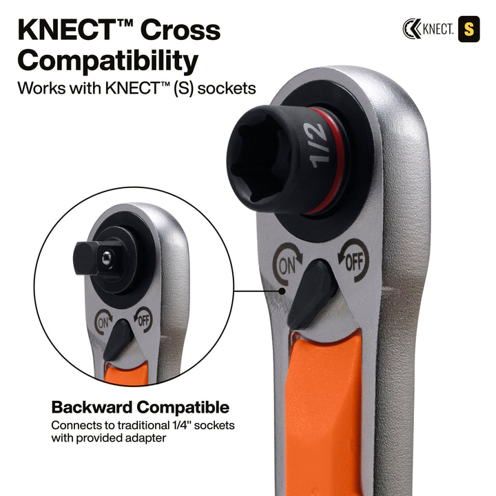 Klein Tools 5076RTK KNECT 6-Inch Adjustable Wrench with Pass-Through Ratchet Set, 10-Piece