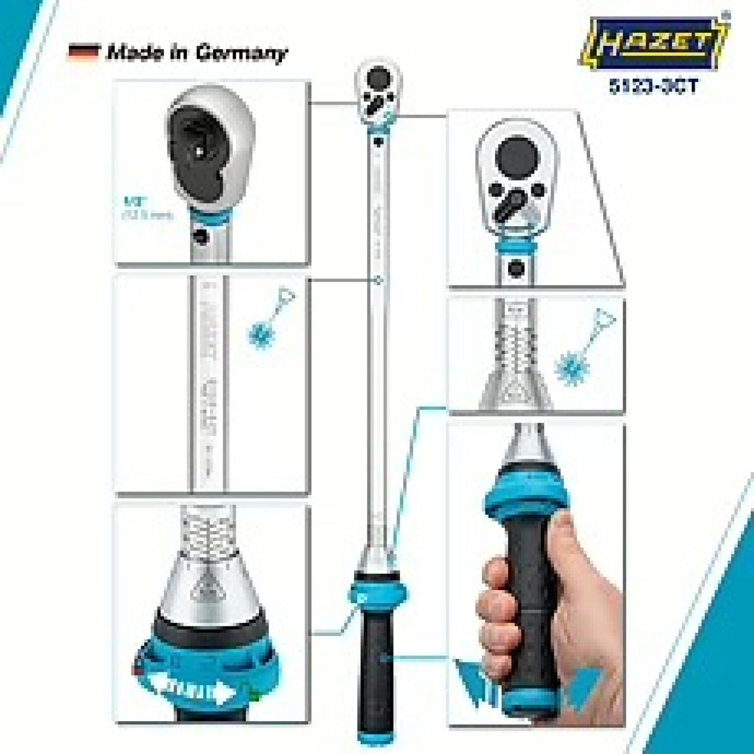 Hazet 5123-3CT 1/2 inch (12.5 mm) square ∙ solid Torque wrench ∙ 60 – 320 Nm ∙ ±3%