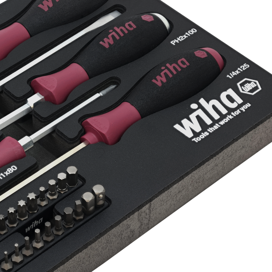 Wiha Tools 52690 25 Piece MicroFinish Screwdriver Tray Set