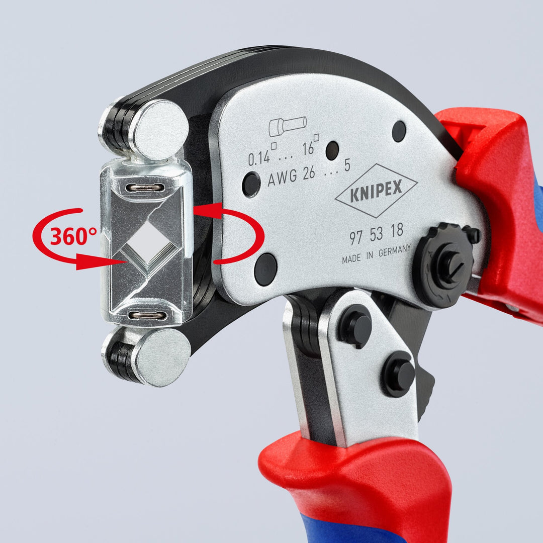 Knipex 97 53 18 8" KNIPEX Twistor®16 Self-Adjusting Crimping Pliers For Wire Ferrules