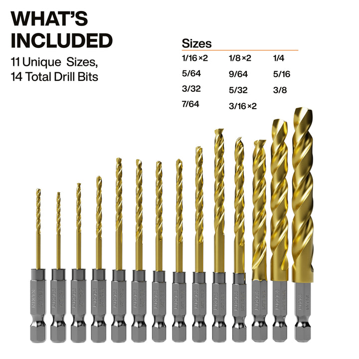 Klein Tools 53614 Titanium Drill Bit Set, 14 Pc.
