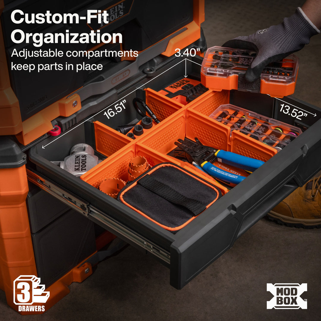 Klein Tools 54890MB MODbox Three Drawer Rolling Toolbox