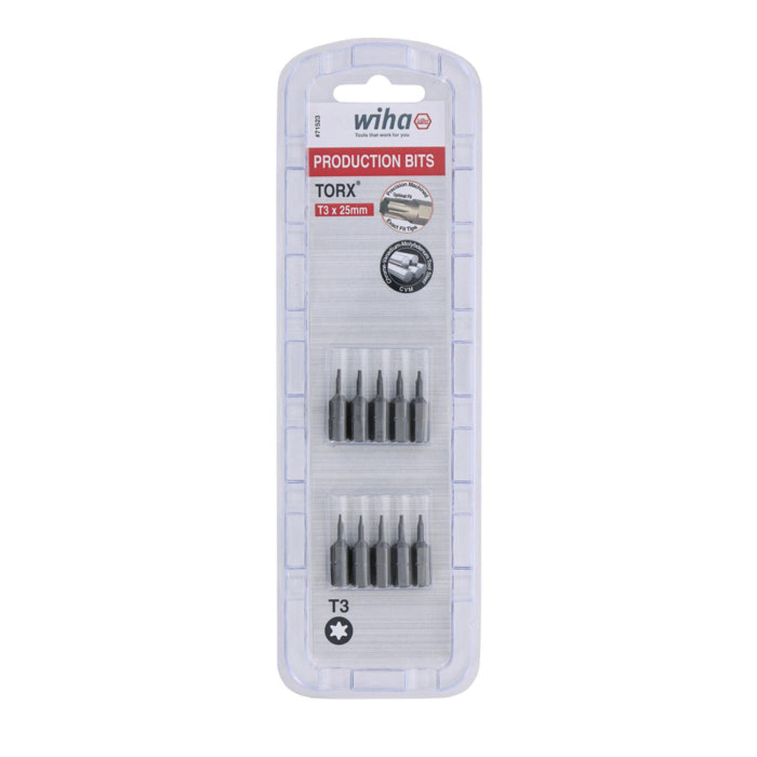 Wiha Tools 71523 T3 x 38mm TORX® Insert Bit, 10 Pack