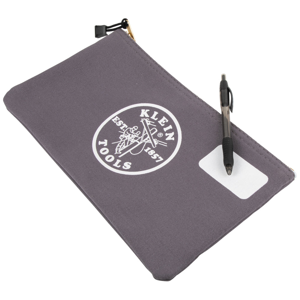 Klein Tools 55578 Zipper Bag with Divider, Canvas Tool Pouch, 7-Inch, Gray