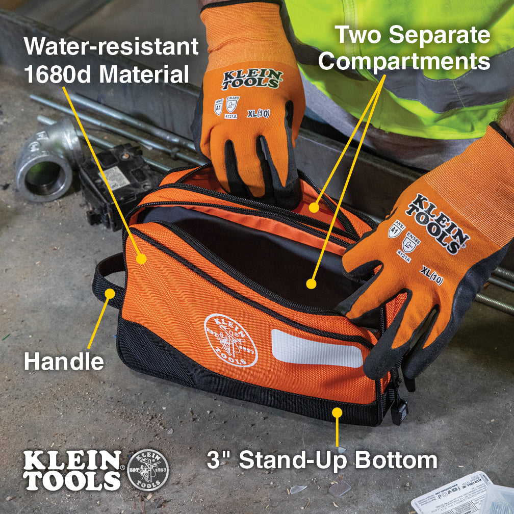 Klein Tools 55582 Double Zipper Bag, 10" x 6"