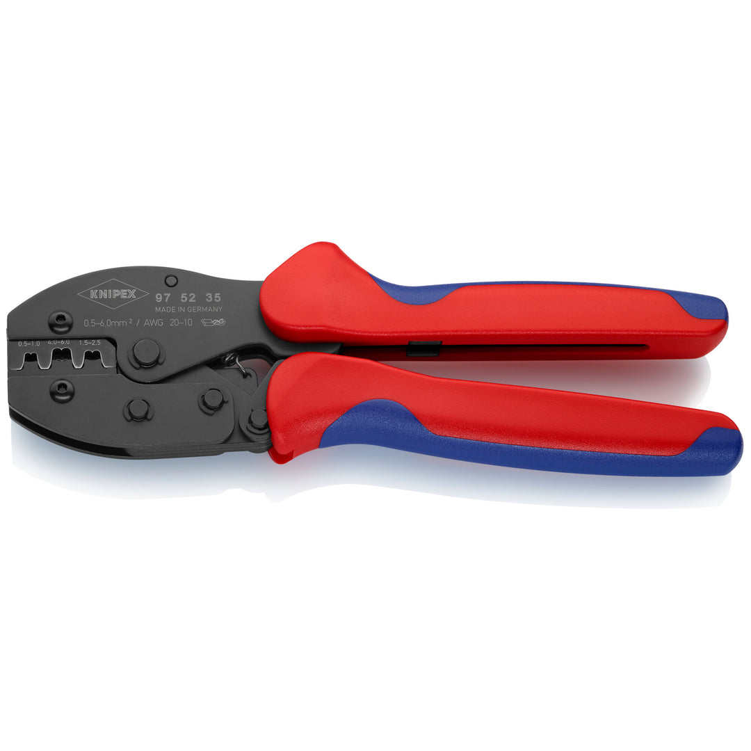 Knipex 97 52 35 8 1/2" Crimping Pliers For Non-Insulated Open Plug-Type Connectors (Plug Width 4.8 and 6.3 mm)
