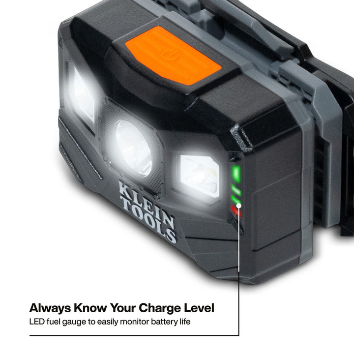Klein Tools 56048 Rechargeable Headlamp with Fabric Strap, 400 Lumens, All-Day Runtime