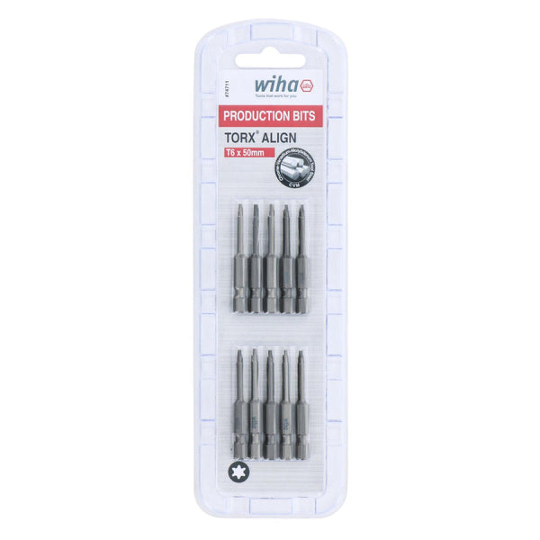 Wiha Tools 74711 TORX Align Power Bit, T6 x 50 mm, 10 Pk.