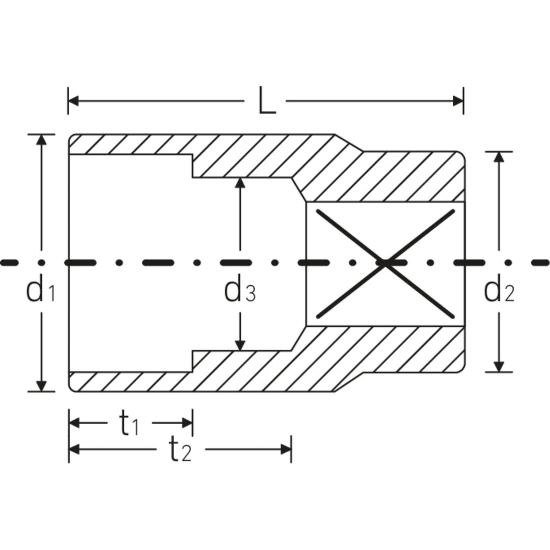 Stahlwille 02110022 456 6-pt Hex Socket, 22 mm 3/8 Inch Drive