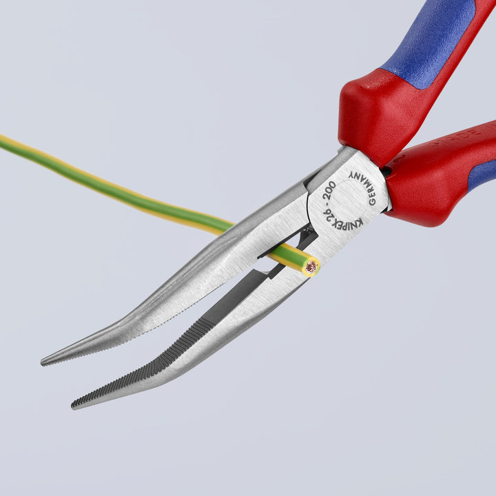 Knipex 26 22 200 SBA KnipeXtend Long Nose 40° Angled Pliers with Cutter, 8"
