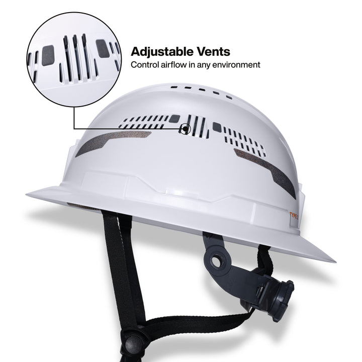 Klein Tools 60401T2CND Class C Type-2 Hard Hat, Vented Full Brim, Strap, White, CAN ONLY
