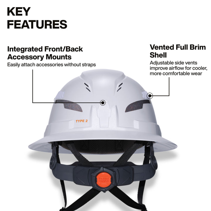 Klein Tools 60931T2 Class C Type-2 Hard Hat, Vented Full Brim with Strap, High Visibility Orange