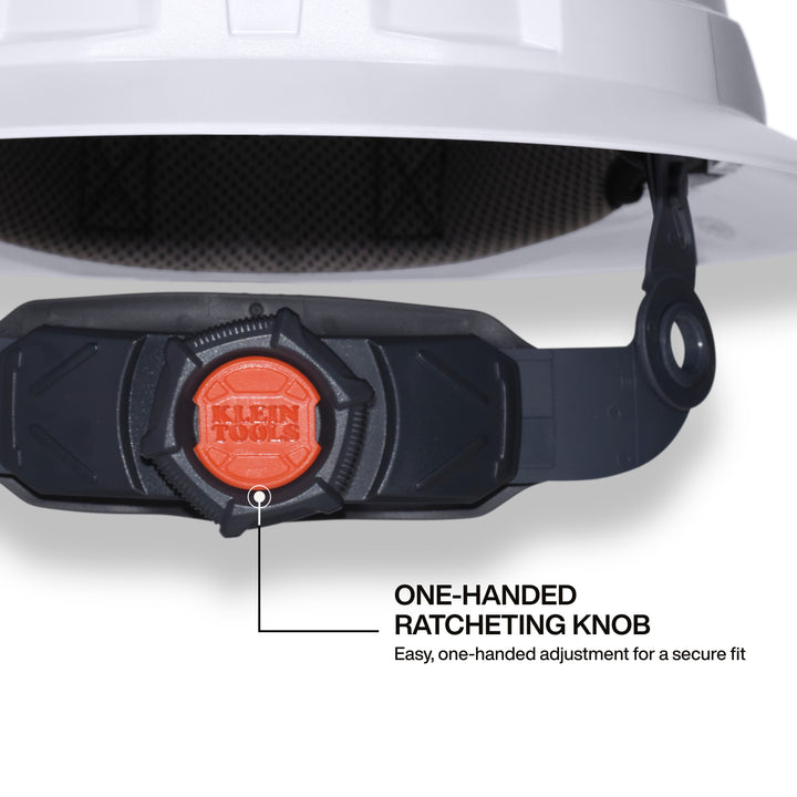 Klein Tools 60406T2RL Type-2 Hard Hat, Non-Vented Full Brim with Rechargeable Headlamp, White
