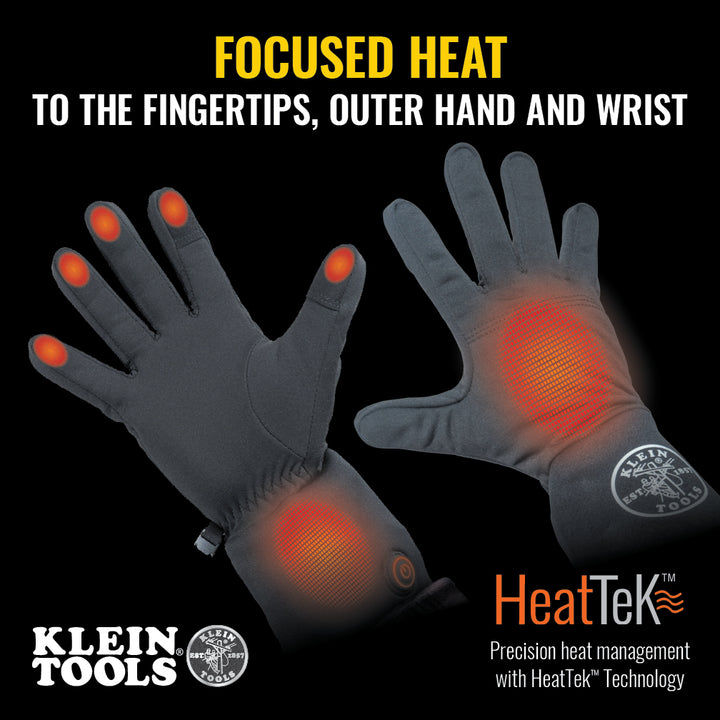 Klein Tools 60795 Rechargeable Heated Work Glove Liners with Knit Dipped Gloves, Large