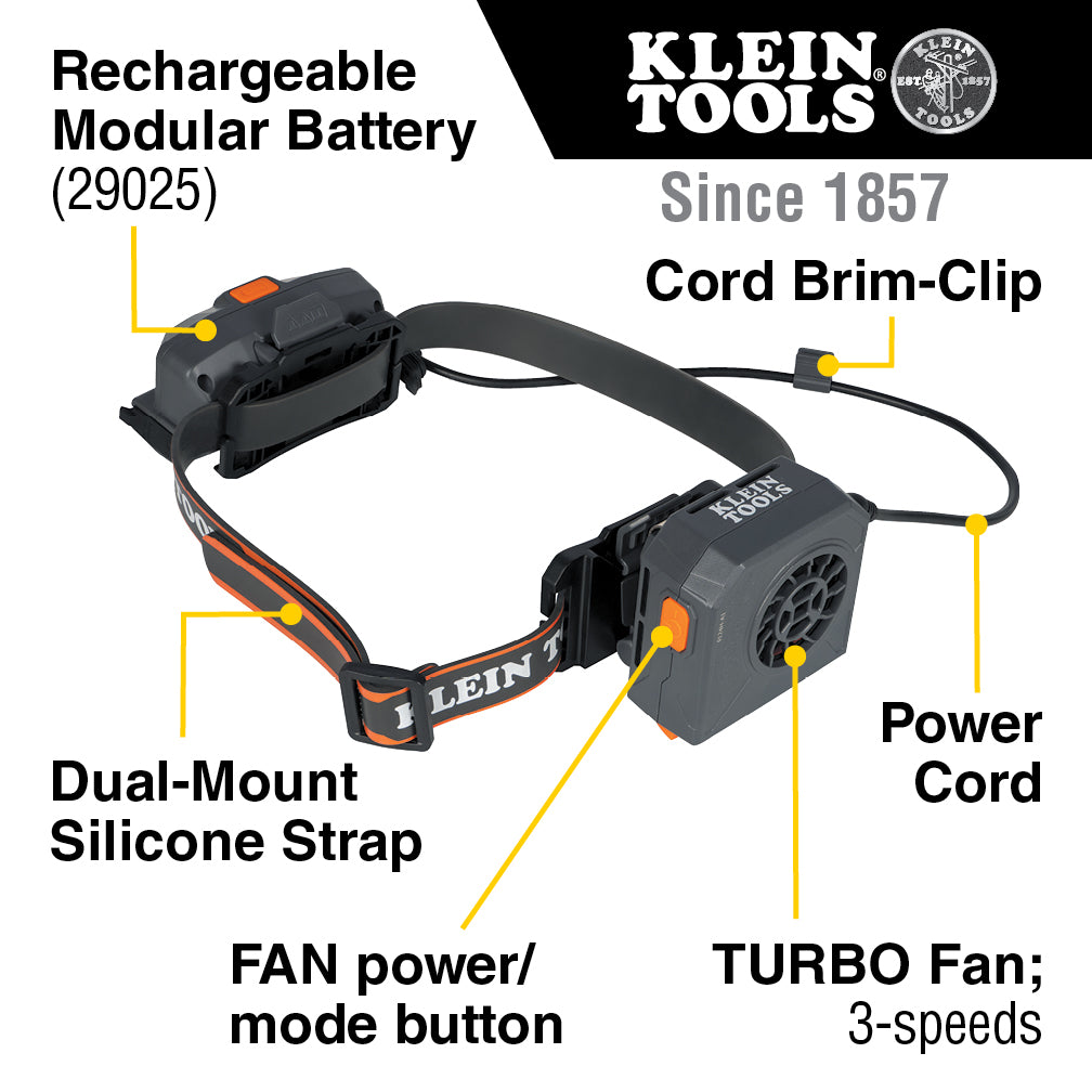 Klein Tools 80170 Vented Hard Hat and Turbo Fan with Battery Set