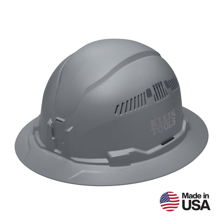 Klein Tools 60864BR Hard Hat, Vented, Full Brim Style, Gray