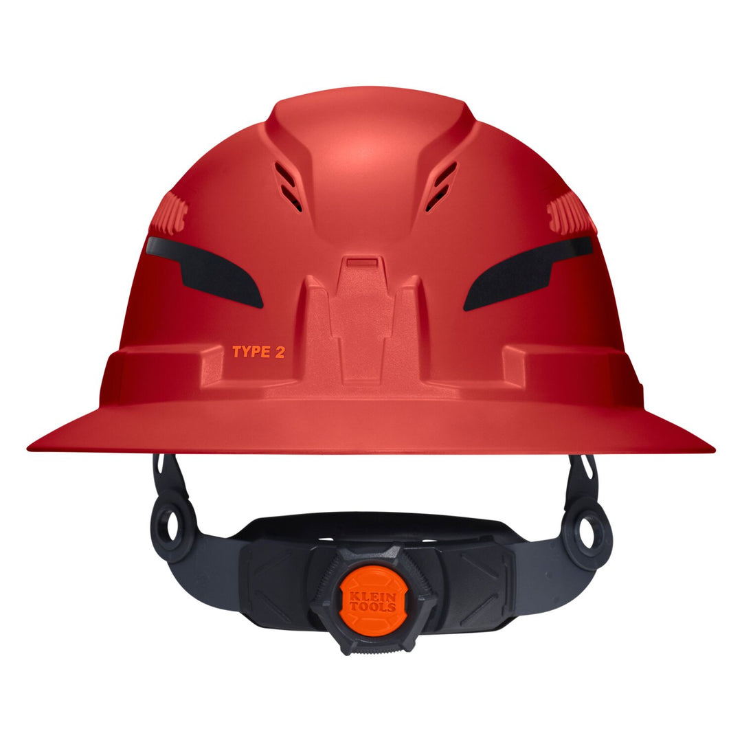 Klein Tools 60921T2 Class C Type-2 Hard Hat, Vented Full Brim with Strap, Red