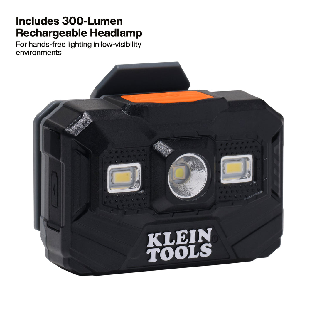 Klein Tools 60996 Hard Hat, REFLEKTOR Black Chrome, Vented Full Brim, Class C, Headlamp