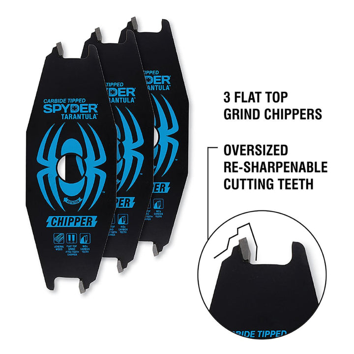 Spyder 13024 Dado 8-in 12 -Tooth Fine Finish Tungsten carbide-tipped steel Dado Miter/Table saw blade Set