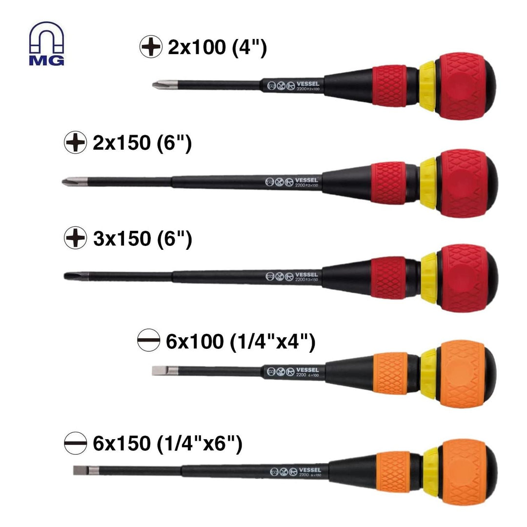 Vessel Tools 22005EVA BALL GRIP Ratchet Screwdriver Set