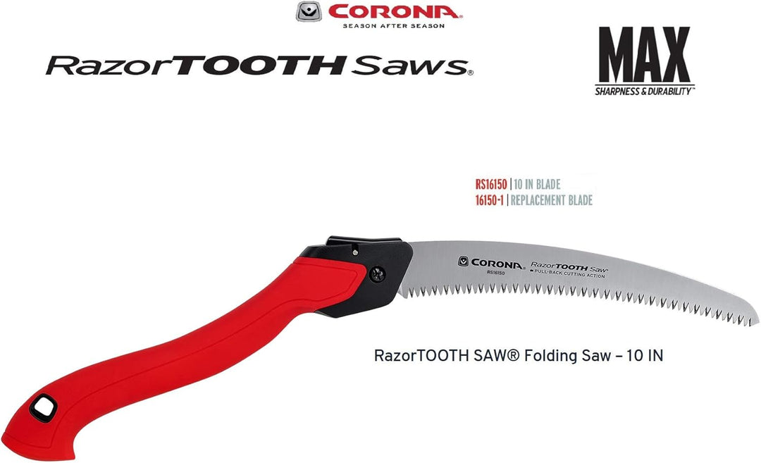 Corona RS16150 RazorTOOTH Saw Folding Pruning Saw, 10 in. Blade