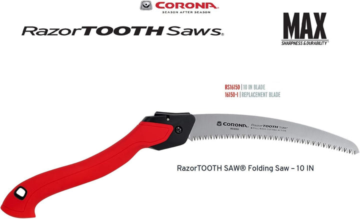 Corona RS16150 RazorTOOTH Saw Folding Pruning Saw, 10 in. Blade