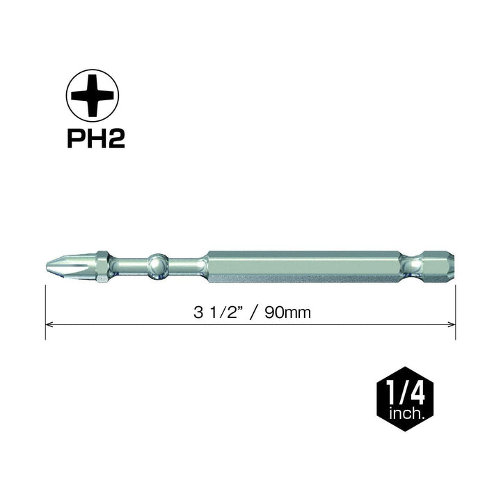 Vessel Tools IBPH290P10K Impact Ball Torsion Bits PH2 x 90, 10 pack
